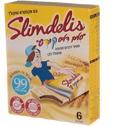 סלים דליס קידס חטיפי דגנים בציפוי שוקולד לבן 6 יחידות 120 גרם