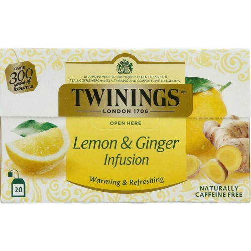 חליטת לימון ג'ינג'ר טווינינגס 20 שקיקים - מבית Twinings