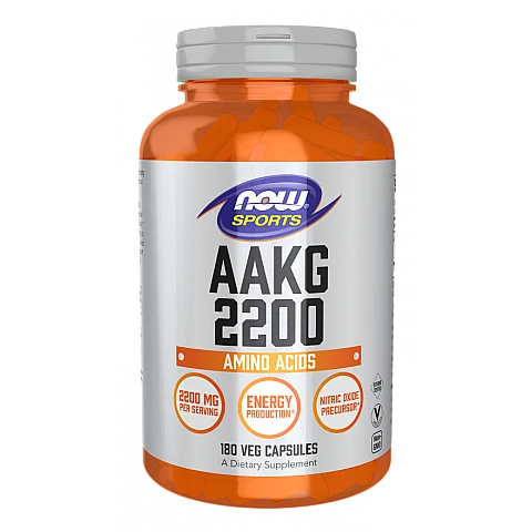 AAKG 2200 ארגינין אלפא-קטוגלוטרט ‏180 כמוסות - מבית NOW FOODS