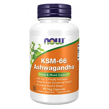 KSM-66 אשווגנדה 600 מ"ג - 90 כמוסות - מבית NOW FOODS