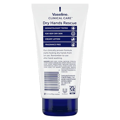 וזלין Clinical Care טיפול קליני בידיים יבשות ללא בישום 150 מ“ל  - מבית VASELINE