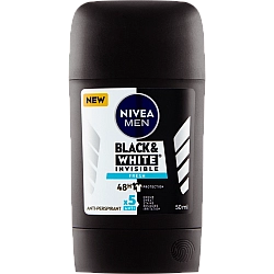 ניוואה דאודורנט סטיק בלאק אנד וייט לגבר 50 מ''ל - מבית NIVEA