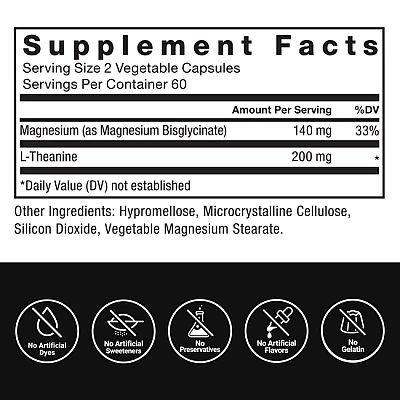 מגנזיום + ל-תיאנין 120 כמוסות צמחיות - מבית Force Factor