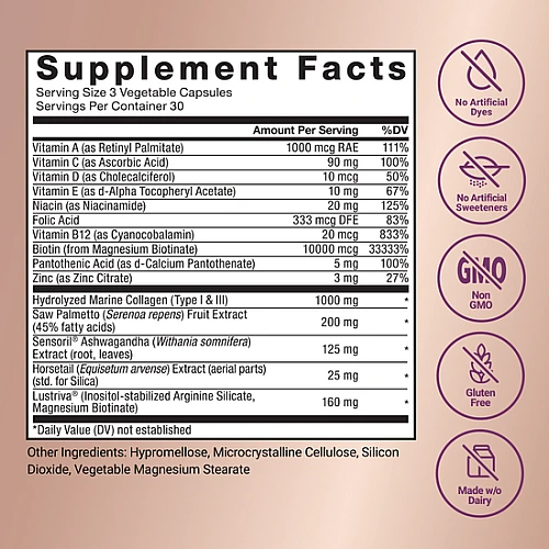 מאיץ צמיחת לטפח את השיער 90 כמוסות צמחיות - מבית Force Factor