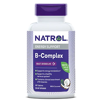B-קומפלקס טעם קוקוס טבעי 90 טבליות - מבית Natrol