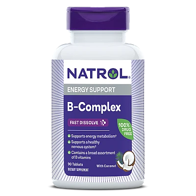 B-קומפלקס טעם קוקוס טבעי 90 טבליות - מבית Natrol