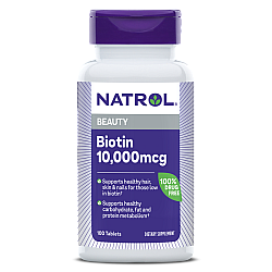 ביוטין 10,000 מקג עם סידן - 100 טבליות מבית NATROL