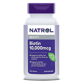 ביוטין 10,000 מקג עם סידן - 100 טבליות מבית NATROL