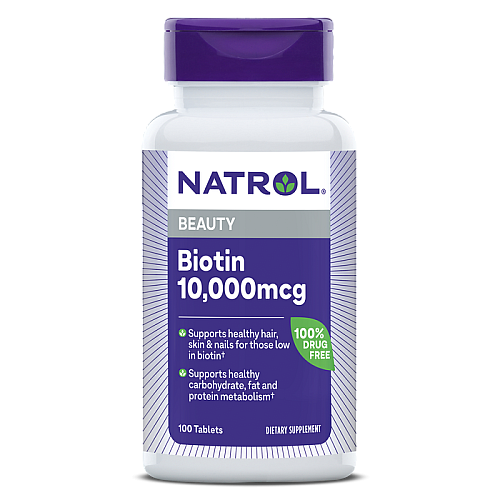 ביוטין 10,000 מקג עם סידן - 100 טבליות מבית NATROL