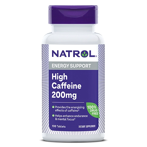 קפאין 200 מ"ג - קפאין באיכות גבוהה - 100 טבליות - מבית Natrol