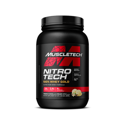 Nitro Tech חלבון מי גבינה 100% זהב GOLD WHEY - קרם וניל צרפתי - 907 גרם - מבית MuscleTech