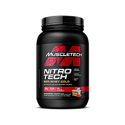 Nitro Tech - חלבון מי גבינה 100%‎ Whey Gold - עוגת תות שדה - 921 גרם - מבית MuscleTech
