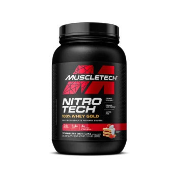 Nitro Tech - חלבון מי גבינה 100%‎ Whey Gold - עוגת תות שדה - 921 גרם - מבית MuscleTech