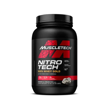 Nitro Tech - חלבון מי גבינה 100%‎ Whey Gold - קרם עוגיות - 907 גרם - מבית MuscleTech