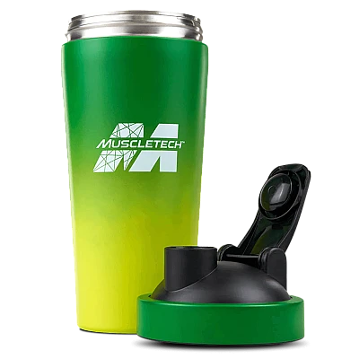 בקבוק שייקר פלדת אל-חלד ירוק/צהוב 739 מ"ל - מבית MuscleTech