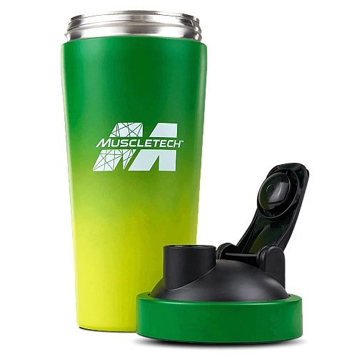 בקבוק שייקר פלדת אל-חלד ירוק/צהוב 739 מ"ל - מבית MuscleTech