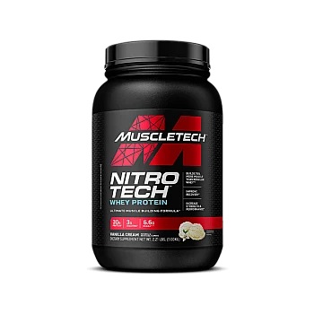 חלבון מי גבינה איזולט Nitro-Tech‎ בונה שרירים ללא שומן - וניל - 1 ק"ג - מבית MuscleTech