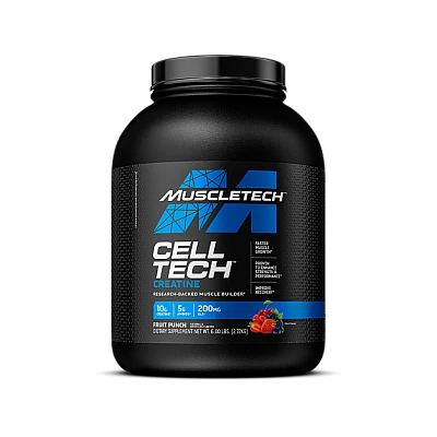 סדרת הביצועים חומצות אמינו + קריאטין CELL-TECH בטעם פונץ' פירות 2.72 ק"ג - מבית MuscleTech