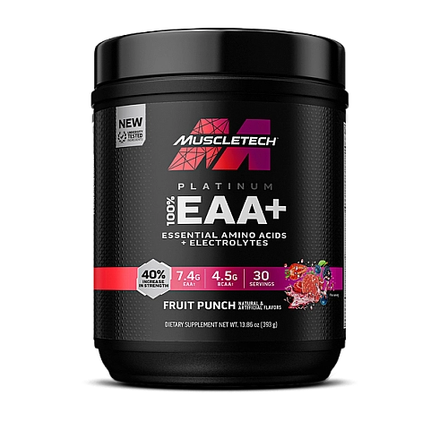 פלטינום 100% EAA+‎ - בטעם פונץ' פירות - 393 גרם - מבית MuscleTech