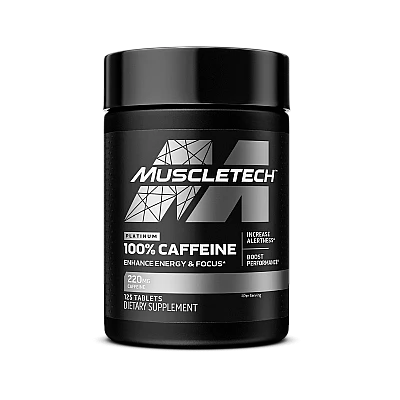 קפאין פלטיניום 100% חזק 220 מ"ג - ספיגה מהירה - 125 טבליות - מבית Muscletech