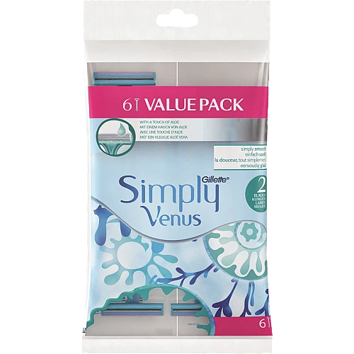 ג'ילט ונוס סימפל 2 להבים סכיני גילוח חד פעמיים 6 יחידות - מבית Gillette