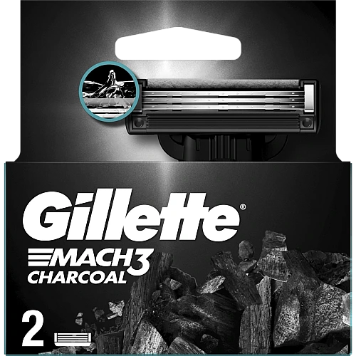 ג'ילט מאך 3 פחם סכיני גילוח 3 להבים 2 סכינים - מבית Gillette