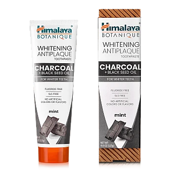 בוטניק משחת שיניים פחם + שמן קצח אורגנית מלבינה 150 גרם - מבית Himalaya