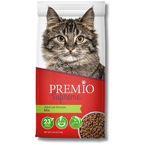 פרמיו סופרים מיקס עם עוף ודגים לחתול בוגר 2 ק"ג - מבית PREMIO