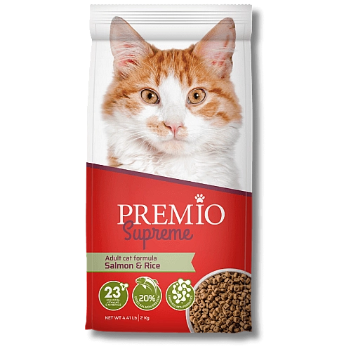 פרמיו סופרים עם סלמון ואורז לחתול בוגר 2 ק"ג - מבית PREMIO