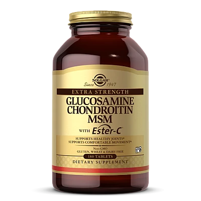 גלוקוזאמין כונדרואיטין MSM וחומצה Ester-C סולגאר - 180 טבליות מבית SOLGAR
