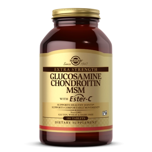 גלוקוזאמין כונדרואיטין MSM וחומצה Ester-C סולגאר - 180 טבליות מבית SOLGAR