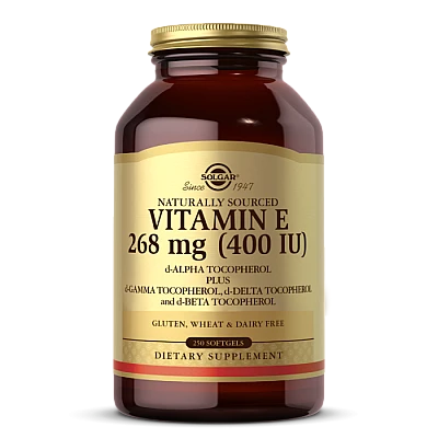 ויטמין E סולגאר 268 מ"ג ממקור טבעי 400 יחב"ל - 250 כמוסות רכות מבית SOLGAR