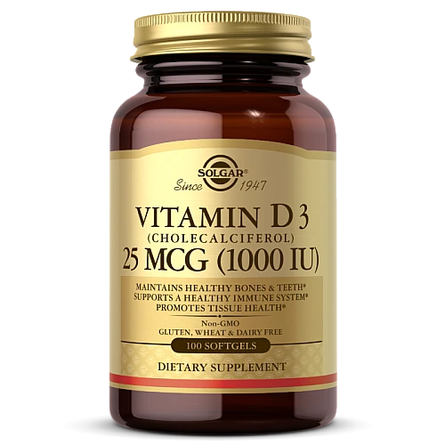 ויטמין IU 1000 D3 יחב"ל סולגאר - 100 כמוסות רכות - מבית SOLGAR