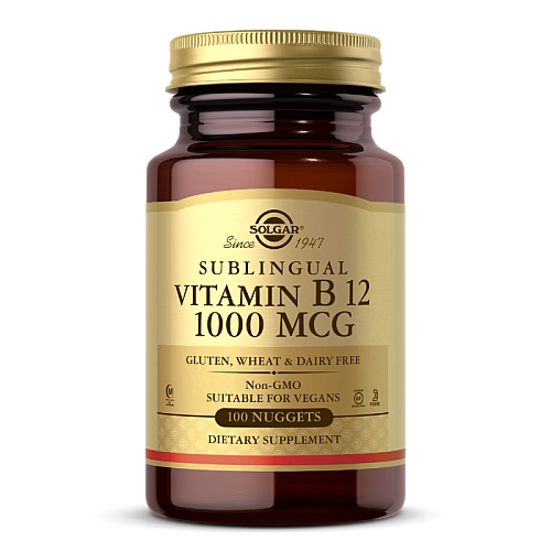 סולגאר ויטמין B12 למציצה תחת הלשון 1,000 מק"ג - 100 טבליות למציצה - מבית SOLGAR