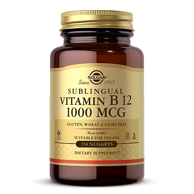 סולגאר ויטמין B12 למציצה תחת הלשון 1,000 מק"ג - 250 טבליות למציצה מבית SOLGAR