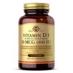 סולגאר ויטמין IU 400 D3 יחב"ל - 100 כמוסות רכות - מבית SOLGAR