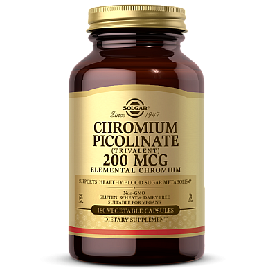 סולגאר כרום פיקולינאט 200 מק"ג - 180 כמוסות מבית SOLGAR