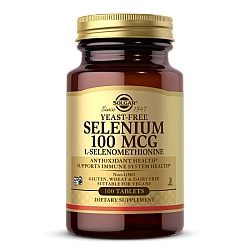 סולגאר סלניום 100 mcg נטול שמרים (סלנו 6)  - 100 טבליות מבית SOLGAR
