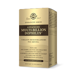 פרוביוטיקה סולגאר נוסחת מולטי ביליון-דופילוס מתקדמת - 60 כמוסות מבית SOLGAR