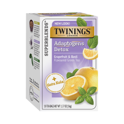 טווינינגס תה ירוק דטוקס ניקוי קיבה Detox אדפטוגנים אשכוליות ובזיליקום ללא קפאין 18 שקיקי - מבית Twinings