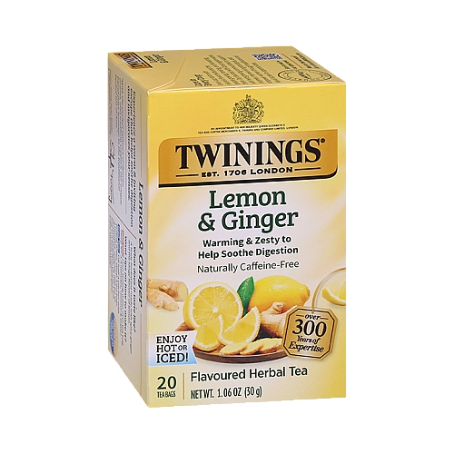 טווינינגס תה צמחים לימון וג׳ינג׳ר נטול קפאין 25 שקיקי - מבית Twinings
