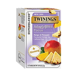טווינינגס תה צמחים ריקז Focus ג'ינסנג מנגו ואננס נטול קפאין 18 שקיקי - מבית Twinings