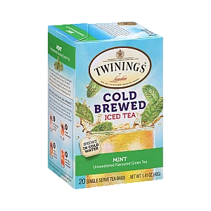 טווינינגס תה קר חליטה קרה ותה ירוק Cold Brewed Iced Tea לא ממותק בטעם מנטה 20 שקיקי - מבית Twinings