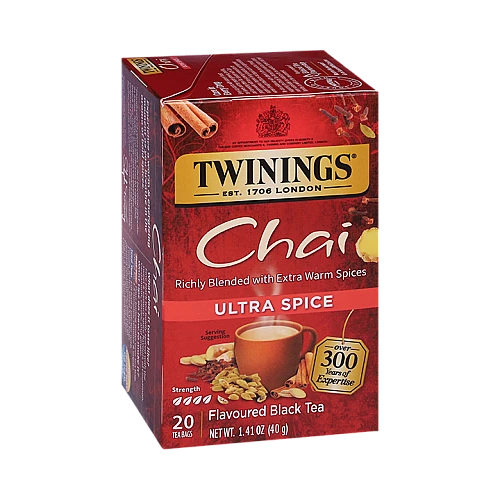 טווינינגס תה שחורב Ultra Spice טעמים צ'אי 20 שקיקי - מבית Twinings