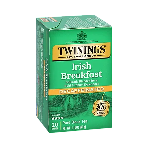 תה טווינינגס אייריש ברקפסט נטול קפאין Irish Breakfast בשקיות 20 יחידות - מבית Twinings