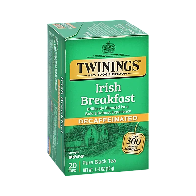 תה טווינינגס אייריש ברקפסט נטול קפאין Irish Breakfast בשקיות 20 יחידות - מבית Twinings