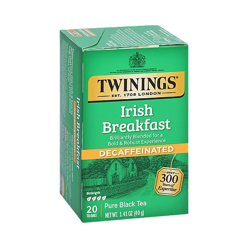 תה טווינינגס אייריש ברקפסט נטול קפאין Irish Breakfast בשקיות 20 יחידות - מבית Twinings