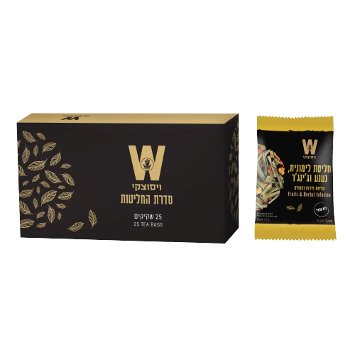 ויסוצקי מסעדות חליטת ג’ינג’ר לימון ונענע ללא קפאין 25 שקיקים - הסדרה השחורה