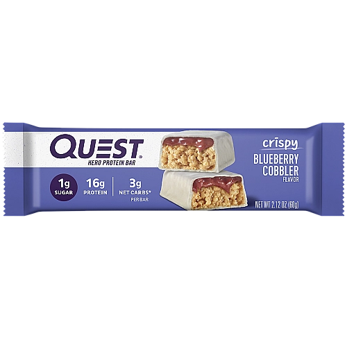 חטיף חלבון Crispy Hero בטעם עוגת אוכמניות  12 חטיפים - מבית Quest Nutrition