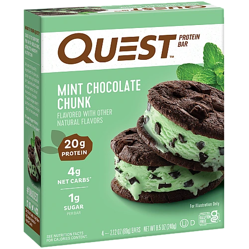 חטיף חלבון בטעם שוקולד מנטה 4 חטיפים - מבית Quest Nutrition